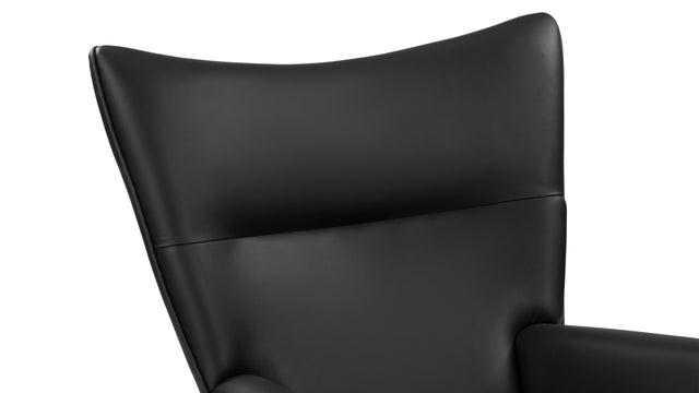 CH445 - CH445 Wing Chair, Black Premium Leather