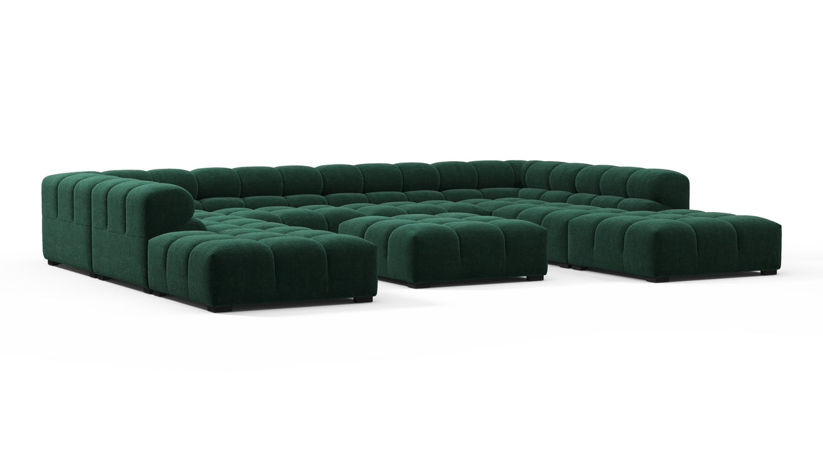 Tufty - Tufty Sectional, U Shape, Forest Green Chenille