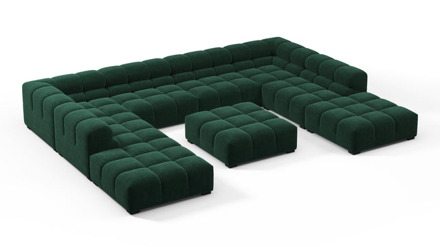 Tufted - Tufted Sectional, U Shape, Forest Green Chenille