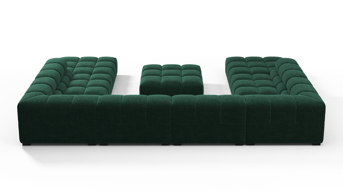 Tufty - Tufty Sectional, U Shape, Forest Green Chenille