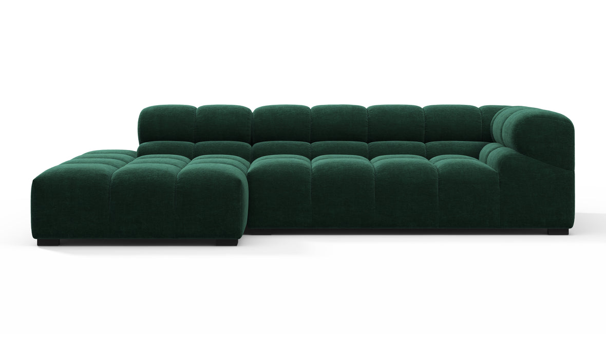 Tufted - Tufted Sectional, Small L, Left, Forest Green Chenille