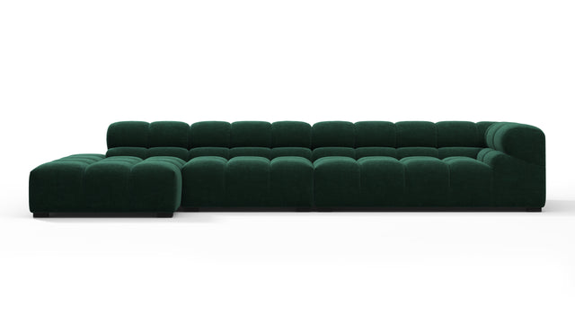 Tufted - Tufted Sectional, Large, Left Chaise, Forest Green Chenille