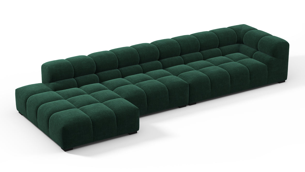 Tufted - Tufted Sectional, Large, Left Chaise, Forest Green Chenille