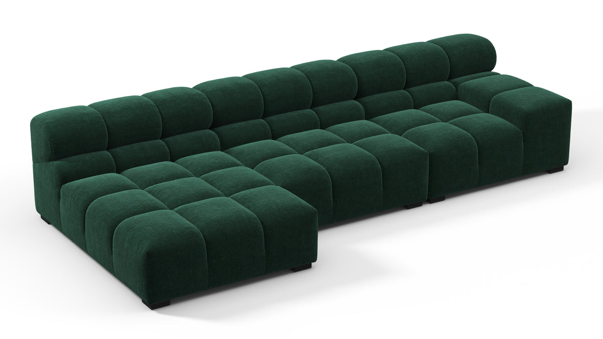 Tufted - Tufted Sectional, Small, Left Chaise, Forest Green Chenille