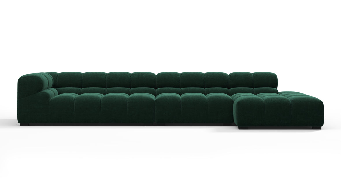 Tufted - Tufted Sectional, Large, Right Chaise, Forest Green Chenille