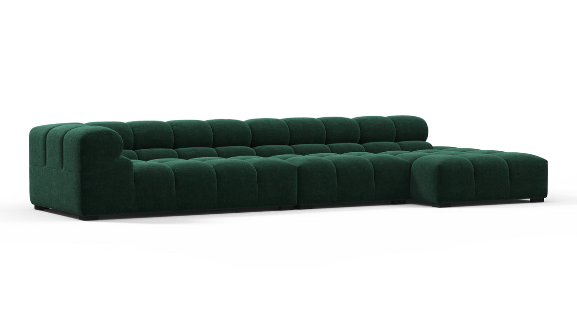 Tufted - Tufted Sectional, Large, Right Chaise, Forest Green Chenille