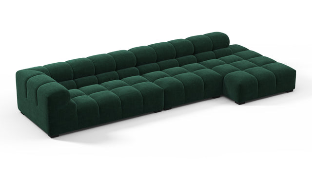 Tufted - Tufted Sectional, Large, Right Chaise, Forest Green Chenille