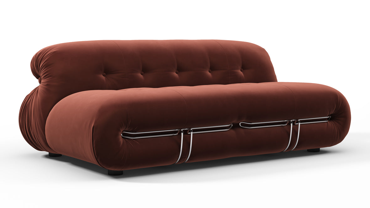 Soriana - Soriana Two Seater Sofa, Burgundy Velvet