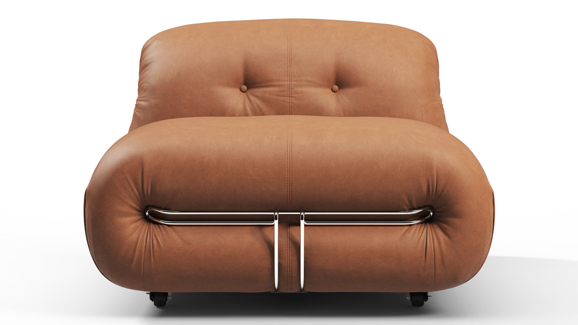 Soriana - Soriana Deep Lounge Chair, Chestnut Vegan Leather