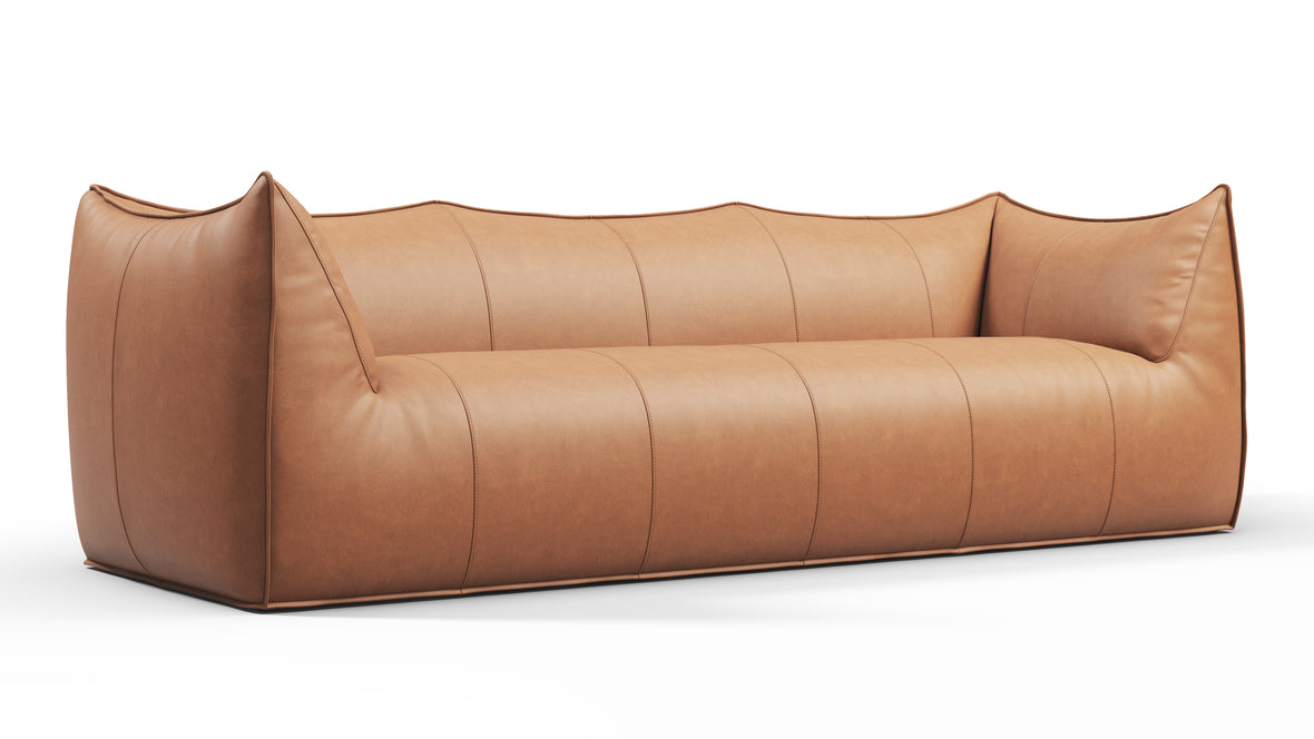 Bambole - Mario Bellini Bambole Three Seater Sofa, Chestnut Vegan Leather