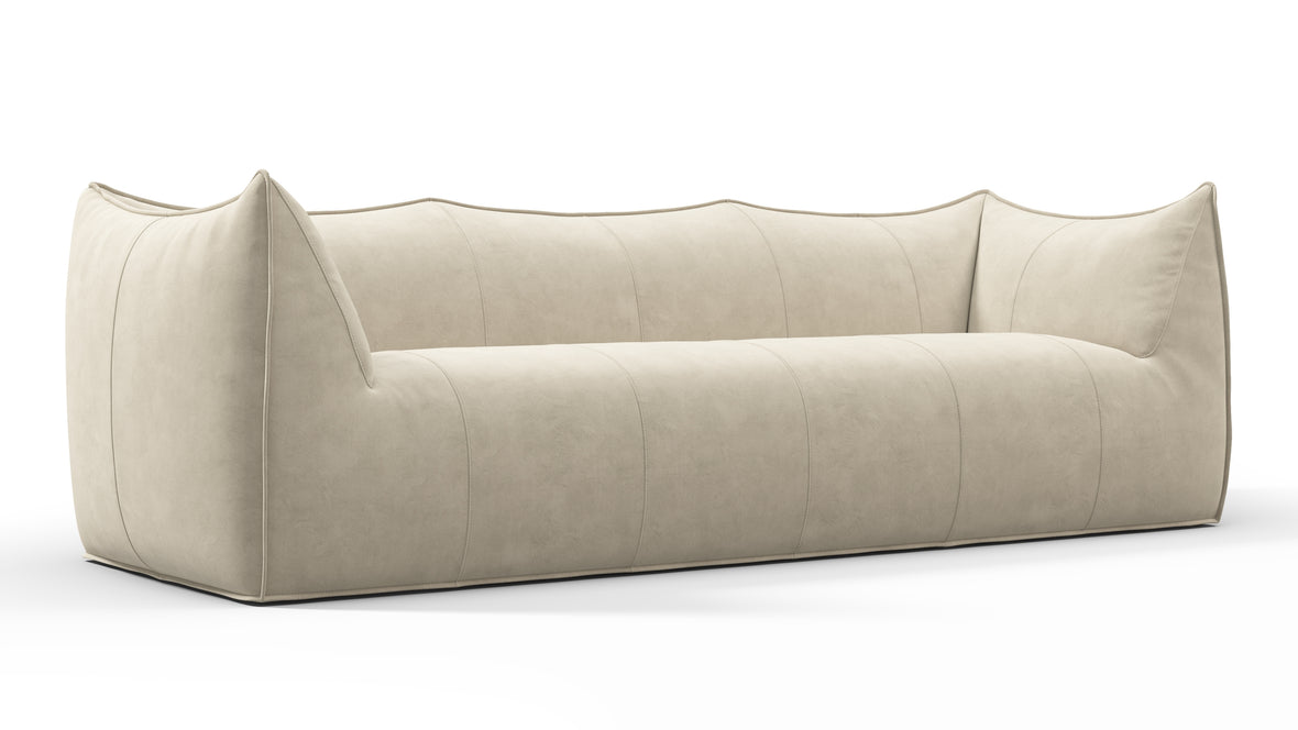 Leandro - Leandro Three Seater Sofa, Eggshell Vegan Suede