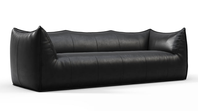 Leandro - Leandro Three Seater Sofa, Midnight Black Premium Leather