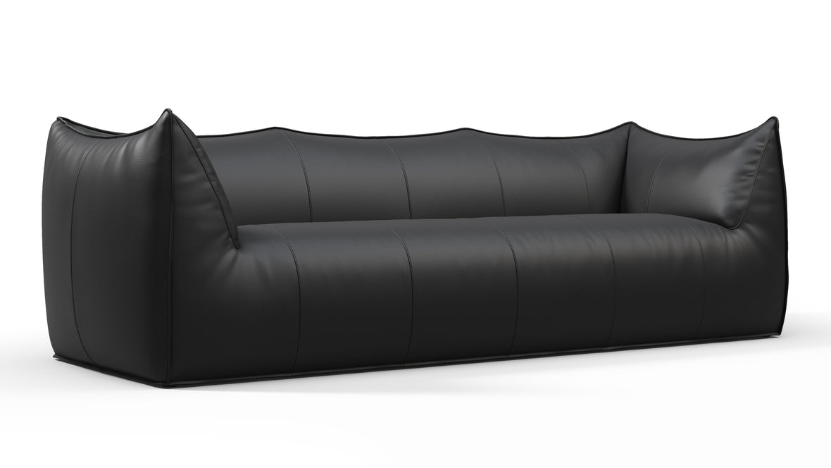 Bambole - Mario Bellini Bambole Three Seater Sofa, Vintage Black Vegan Leather