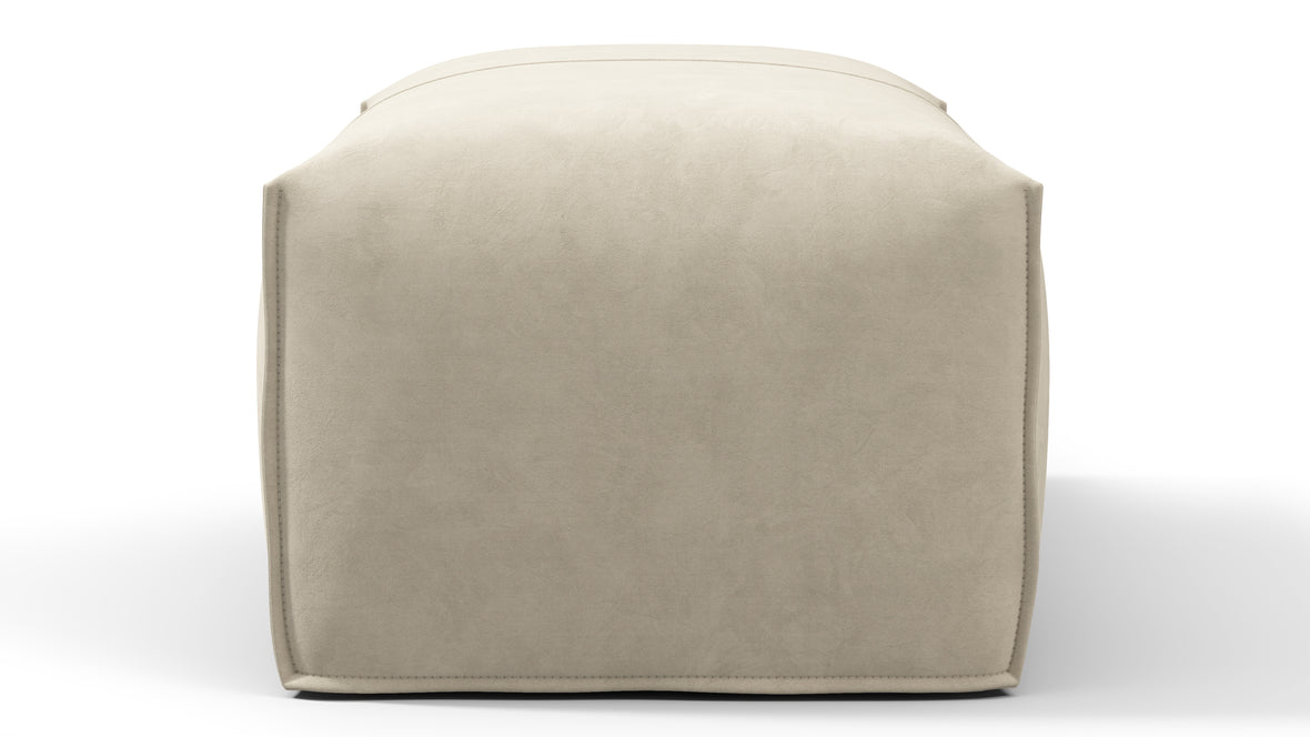 Leandro - Leandro Ottoman, Eggshell Vegan Suede