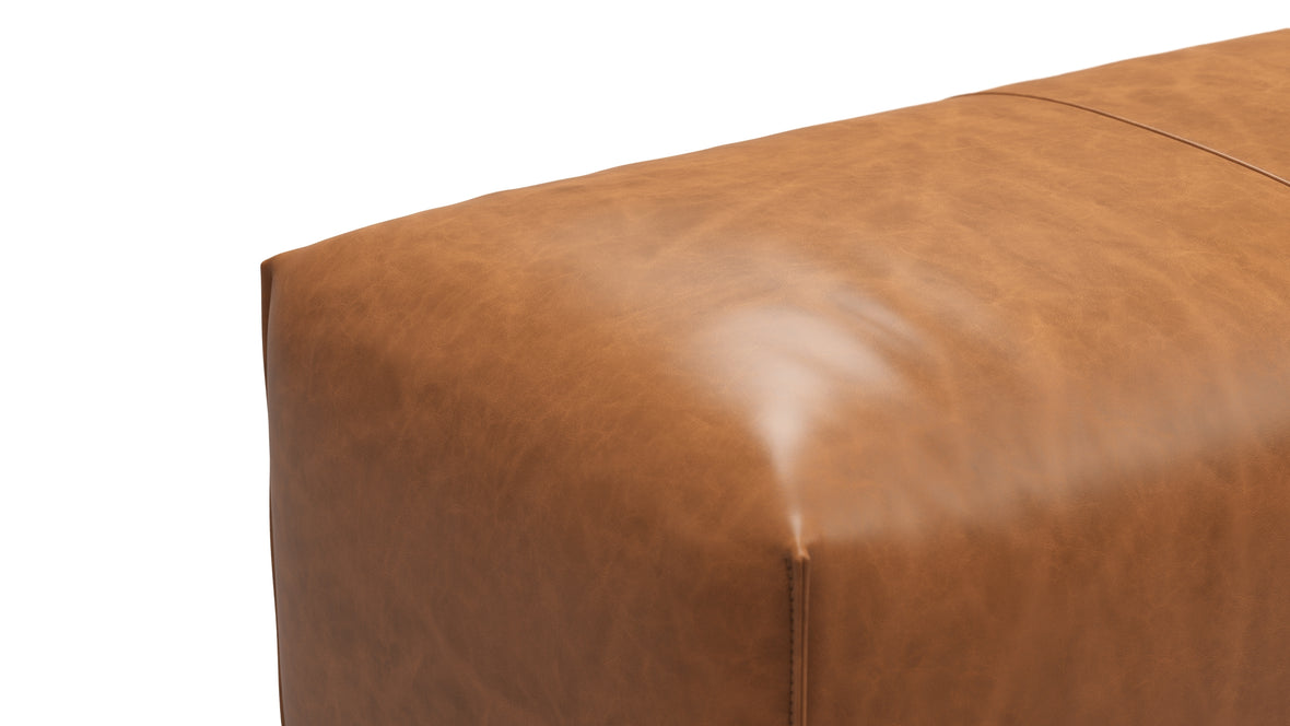 Leandro - Leandro Ottoman, Distressed Brown Premium Leather