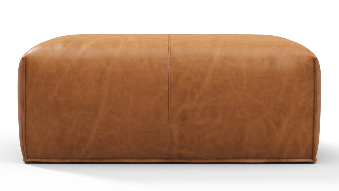 Leandro - Leandro Ottoman, Distressed Brown Premium Leather