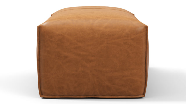 Leandro - Leandro Ottoman, Distressed Brown Premium Leather