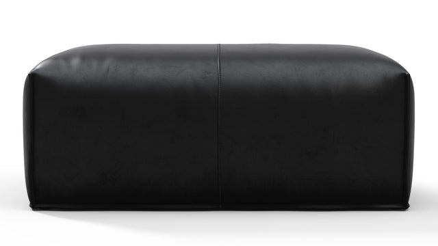 Leandro - Leandro Ottoman, Midnight Black Premium Leather