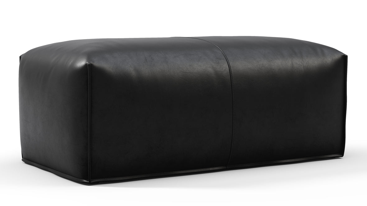 Leandro - Leandro Ottoman, Midnight Black Premium Leather