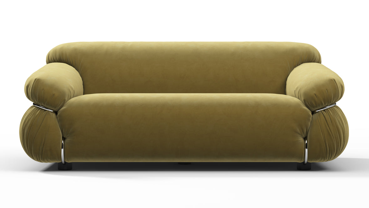 Sesann - Sesann Two Seater Sofa, Olive Gold Velvet