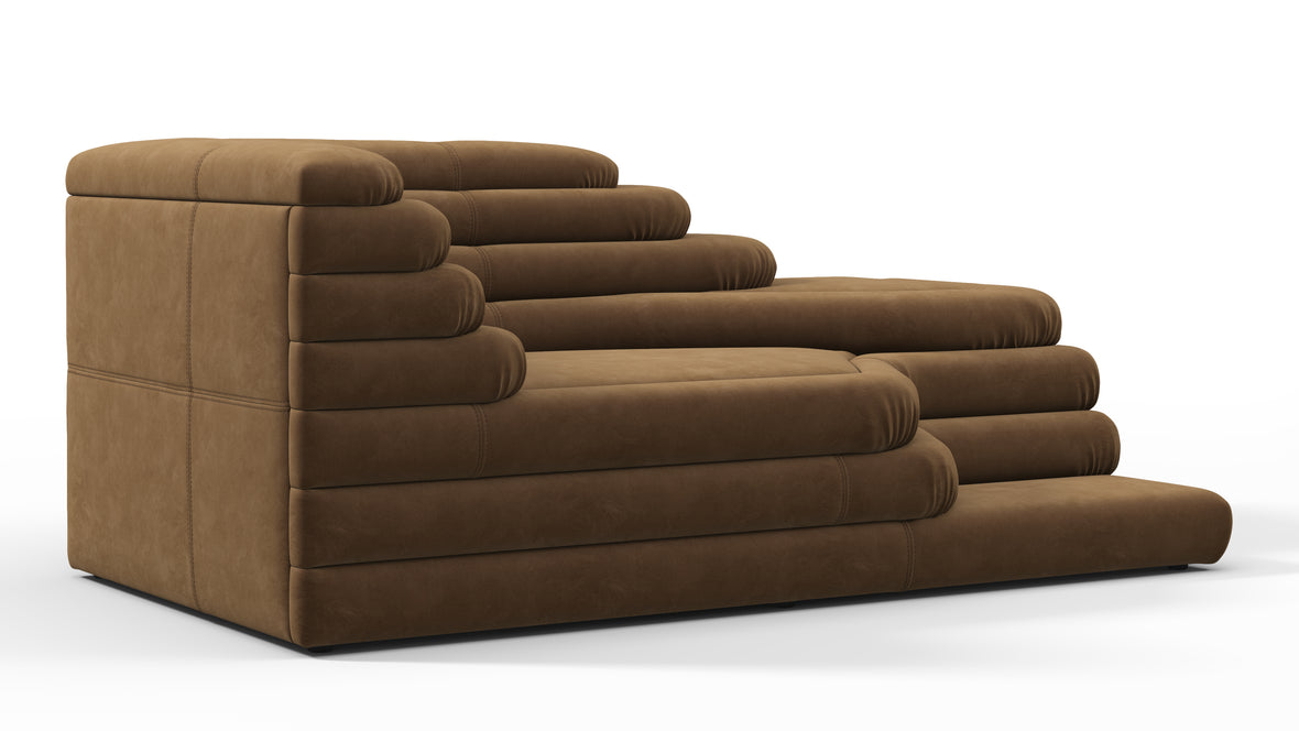 Terrazza - Terrazza Sofa, Left Arm, Brown Vegan Suede