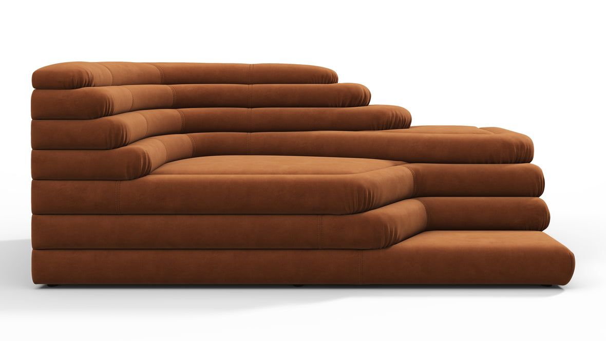 Terrazza - Terrazza Sofa, Left Arm, Burnt Orange Vegan Suede