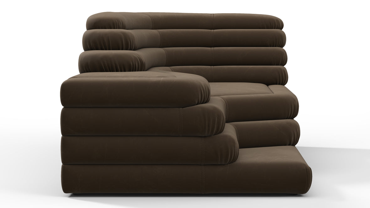 Terrazza - Terrazza Sofa, Right Arm, Distressed Brown Vegan Leather