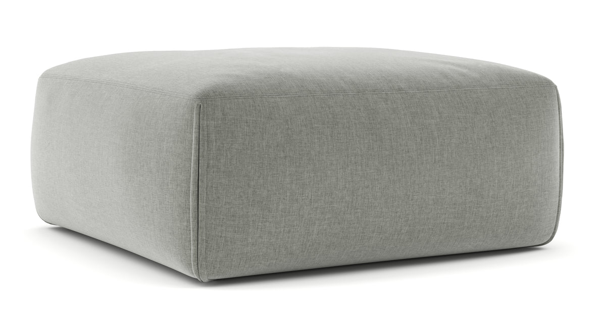 Le Mura - Le Mura Ottoman, Soft Gray Brushed Weave