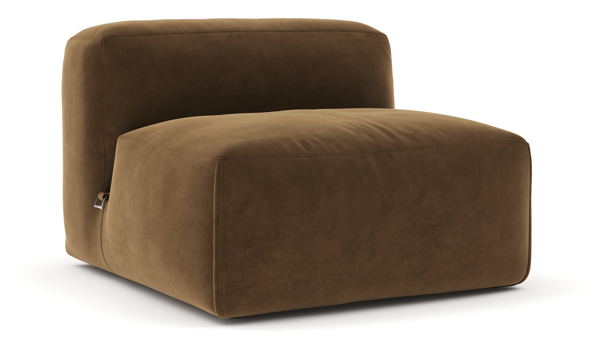 Le Mura - Le Mura Sectional Module, Armless Chair, Brown Vegan Suede