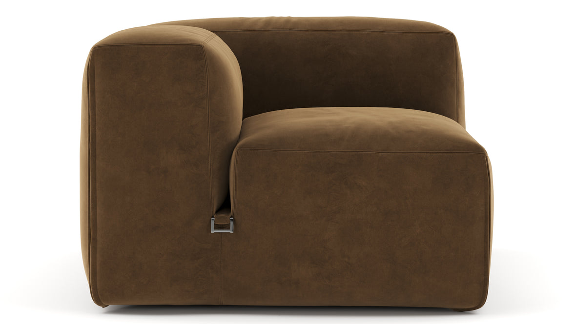 Le Mura - Le Mura Sectional Module, Left Arm, Brown Vegan Suede