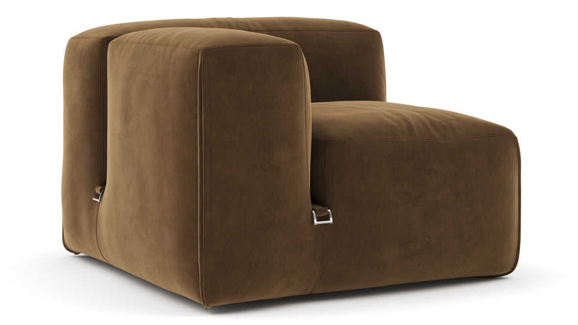 Le Mura - Le Mura Sectional Module, Left Arm, Brown Vegan Suede