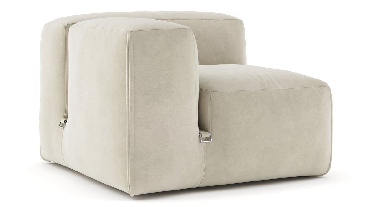 Le Mura - Le Mura Sectional Module, Left Arm, Eggshell Vegan Suede