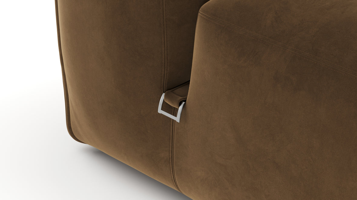 Le Mura - Le Mura Sectional Module, Right Arm, Brown Vegan Suede