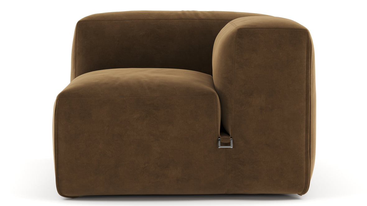 Le Mura - Le Mura Sectional Module, Right Arm, Brown Vegan Suede