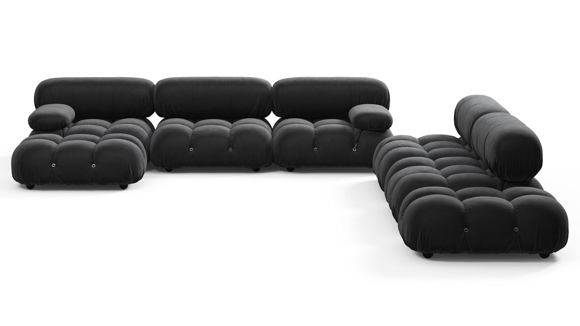 Belia - Belia Large Sectional, Right Corner, Black Velvet