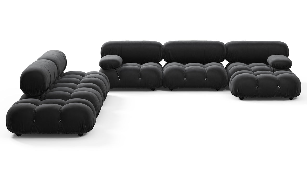 Belia - Belia Large Sectional, Left Corner, Black Velvet