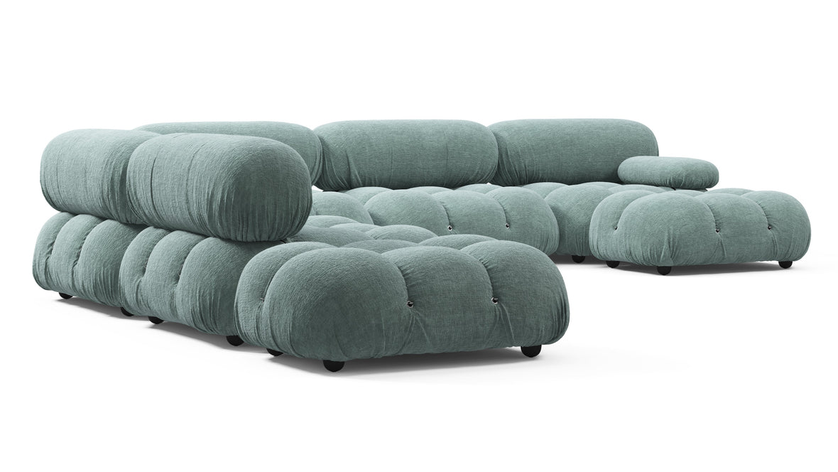 Belia - Belia Large Sectional, Left Corner, Cerulean Chenille