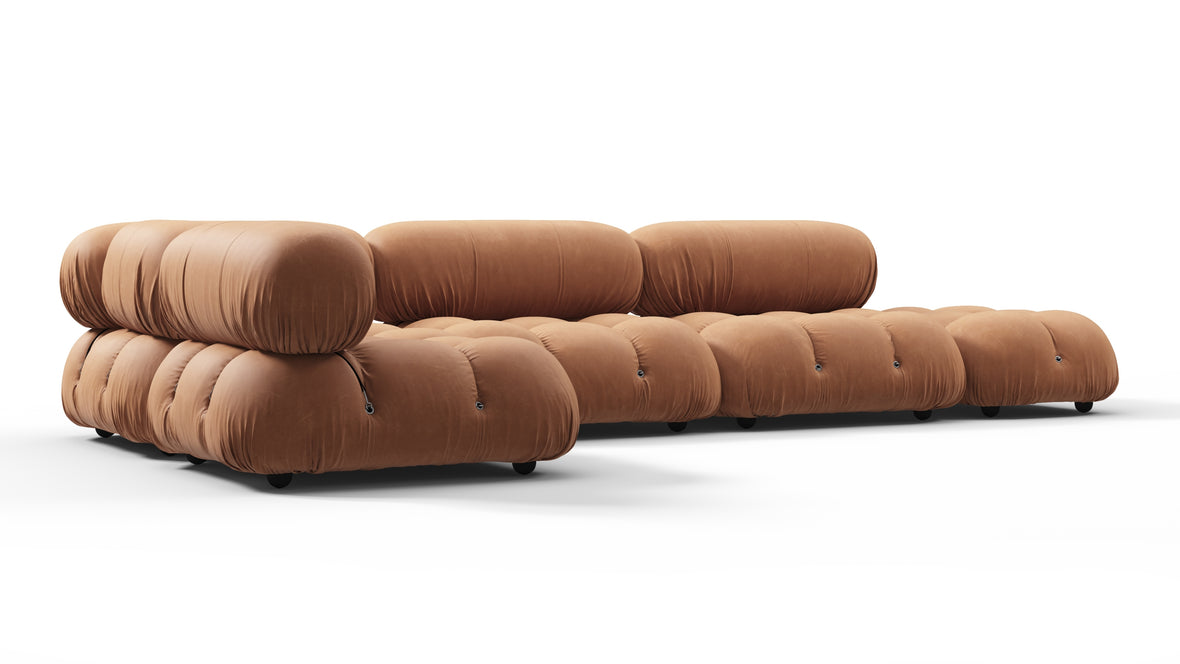 Belia - Belia Sectional, Left Corner, Tan Vegan Leather