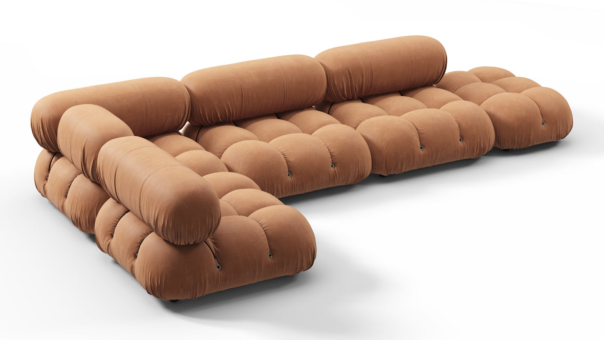 Belia - Belia Sectional, Left Corner, Tan Vegan Leather