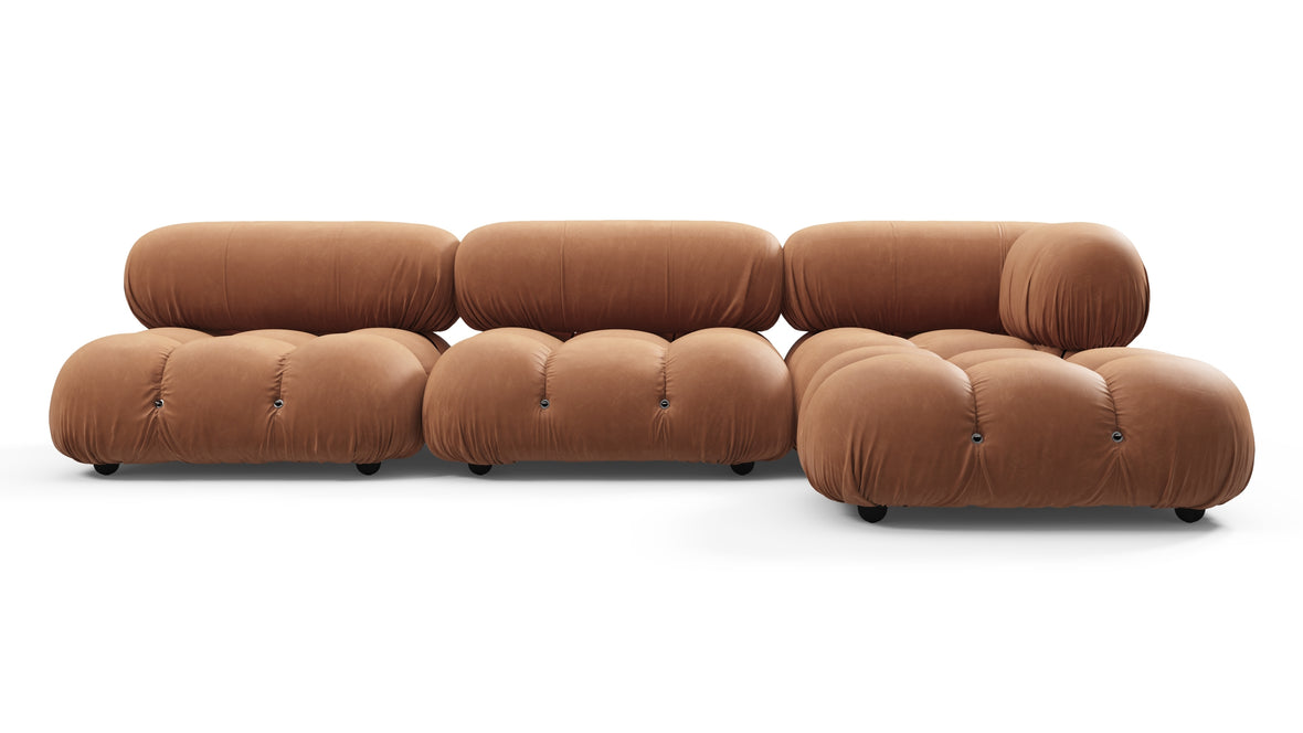 Belia - Belia Sectional, Right Chaise, Tan Vegan Leather