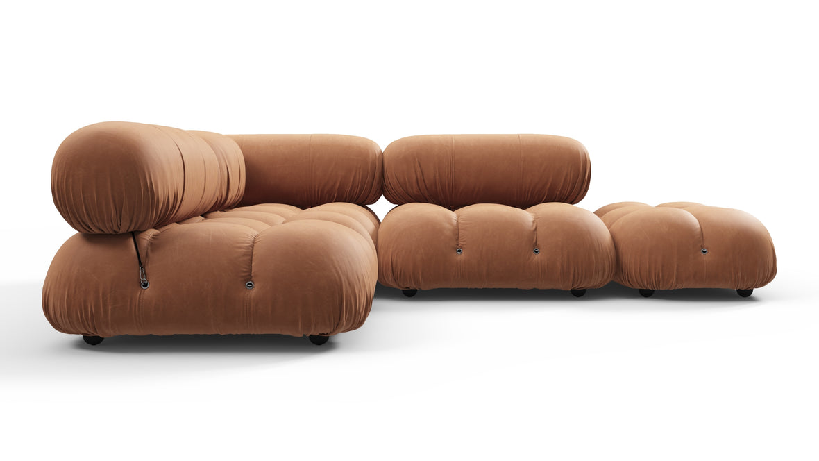 Belia - Belia Sectional, Small Left Corner, Tan Vegan Leather