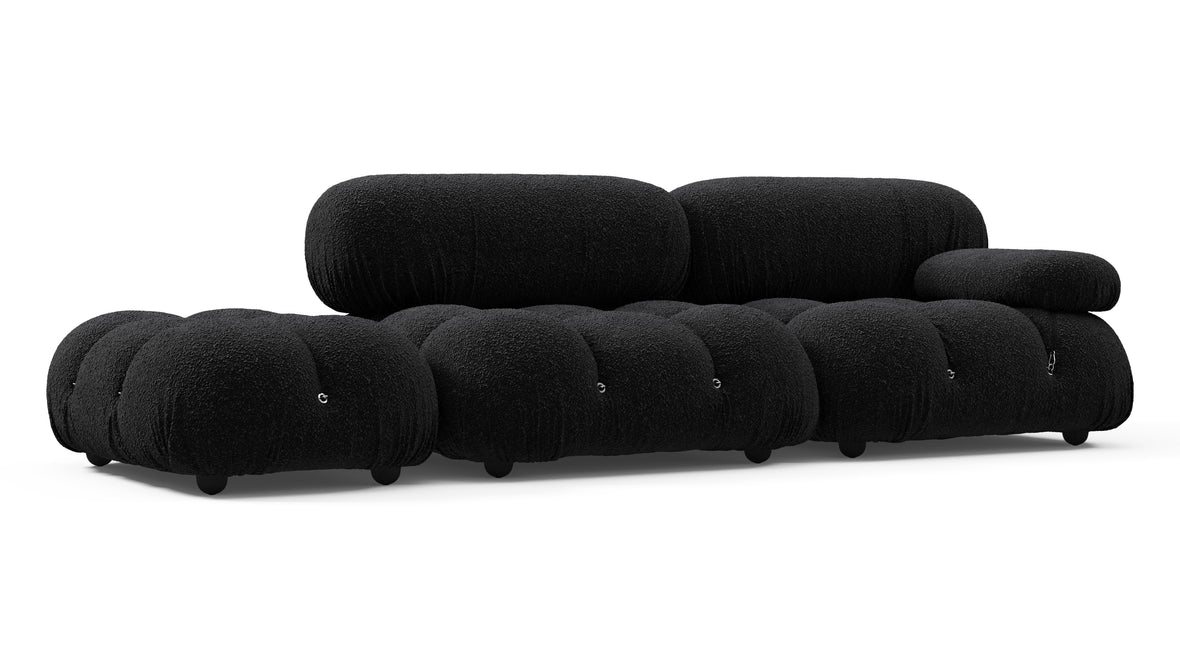 Belia - Belia Open End Sofa, Left, Black Boucle