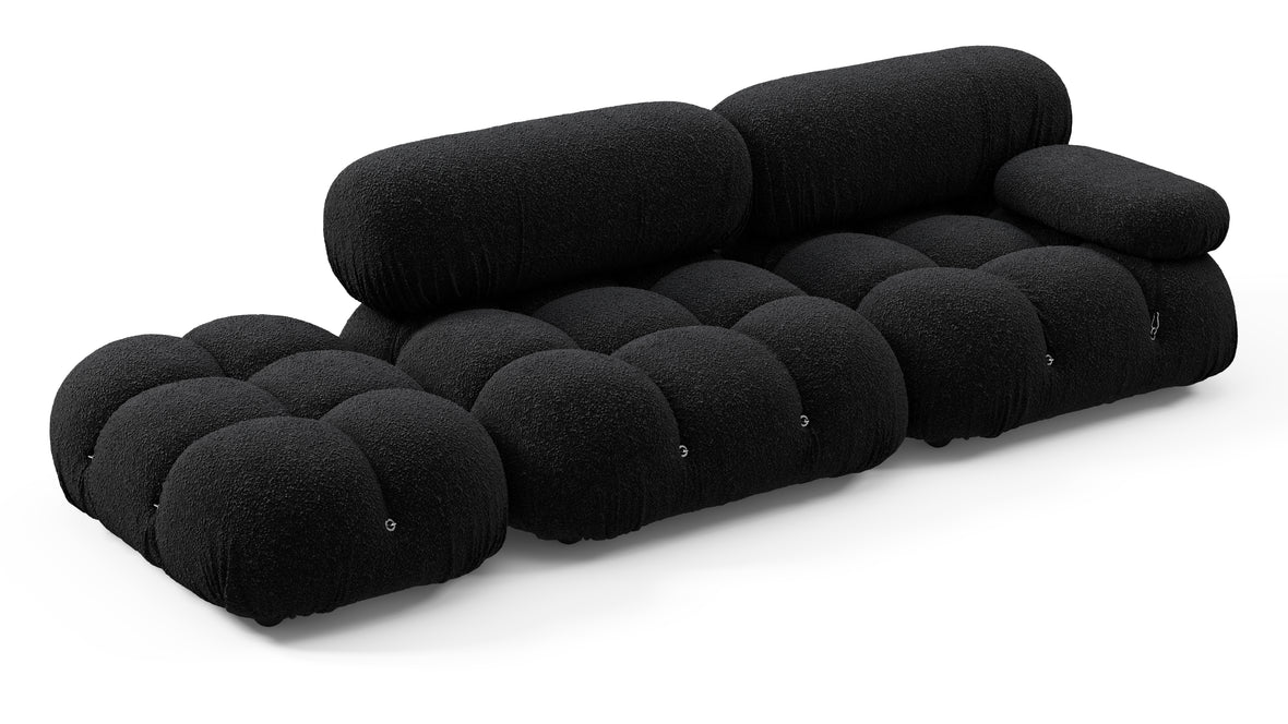 Belia - Belia Open End Sofa, Left, Black Boucle