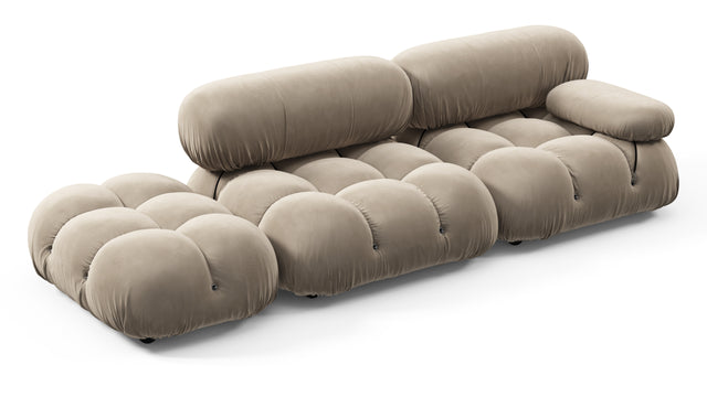 Belia - Belia Open End Sofa, Left, Greige Velvet