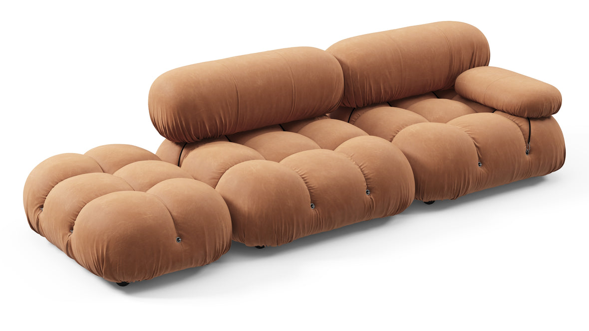 Belia - Belia Open End Sofa, Left, Tan Vegan Leather