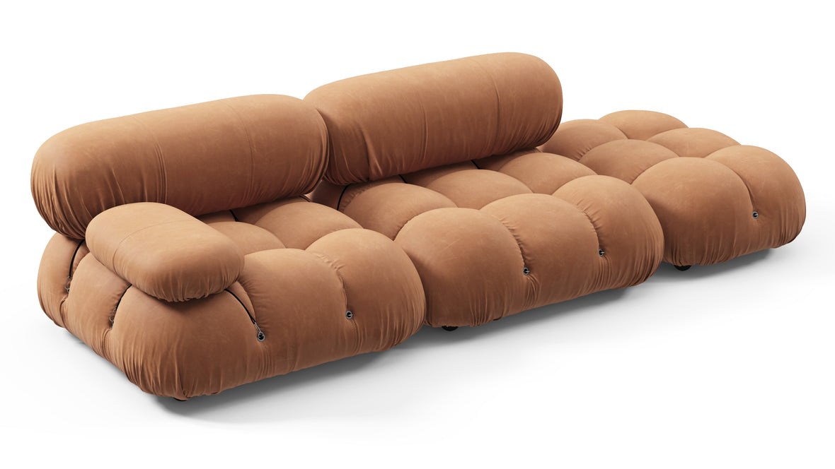 Belia - Belia Open End Sofa, Right, Tan Vegan Leather