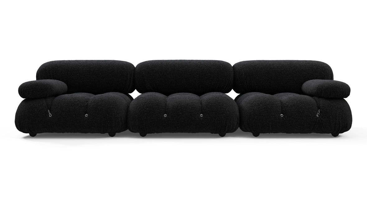 Belia - Belia Three Seater Sofa, Black Boucle