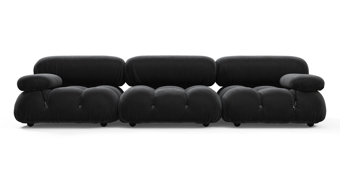 Belia - Belia Three Seater Sofa, Black Velvet