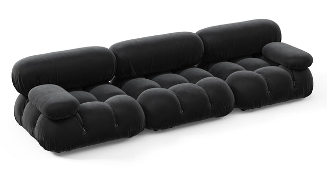 Belia - Belia Three Seater Sofa, Black Velvet