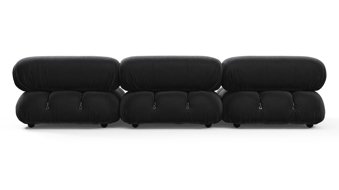 Belia - Belia Three Seater Sofa, Black Velvet